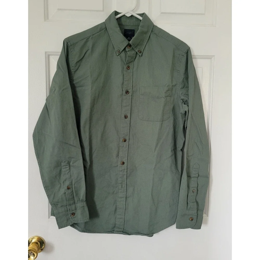 J.Crew Textured Corduroy Shirt Dusted‎ Spruce Men's Small *Missing Button* NEW